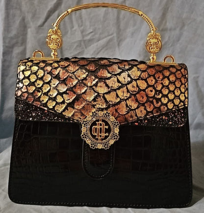 Golden Majesty Embossed Luxe Satchel