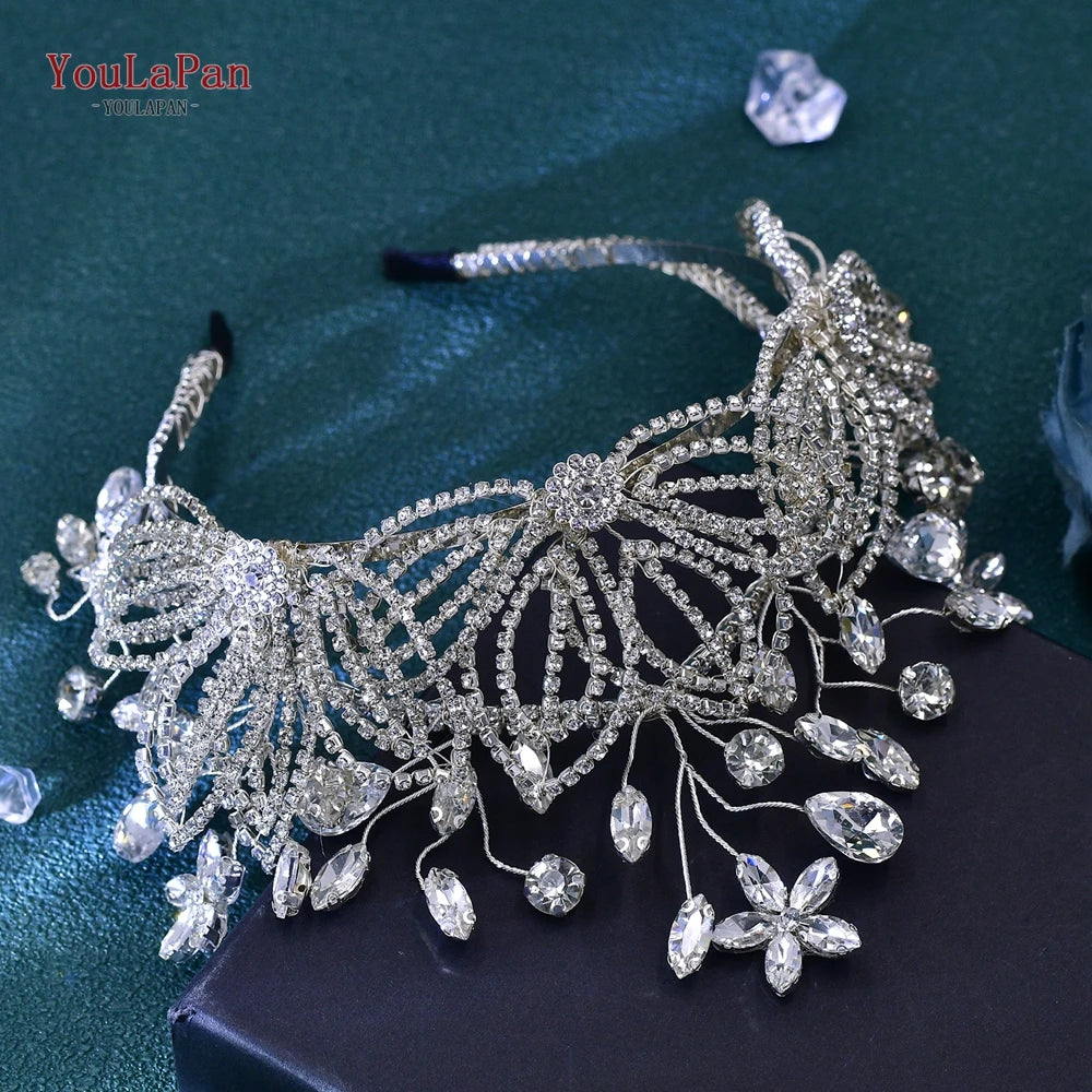 YouLaPan Bling Rhinestone Headband  Wedding Bridesmaid Headwear Women Fashion Hair Accessories Handmade Bride Tiara HP438