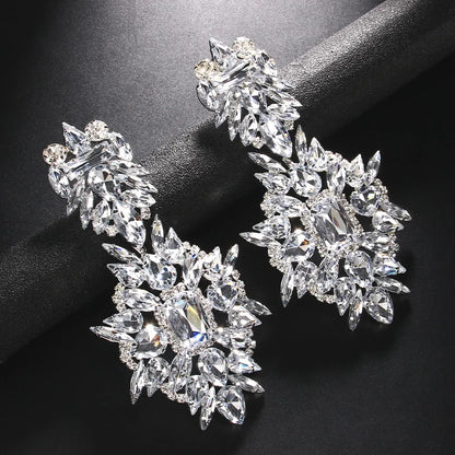 Isabella Crystal Bloom Oversized Rhinestone Earrings