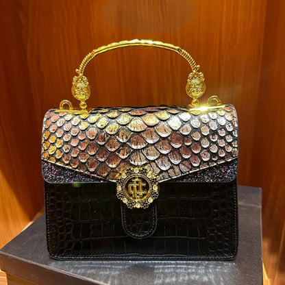 Golden Majesty Embossed Luxe Satchel