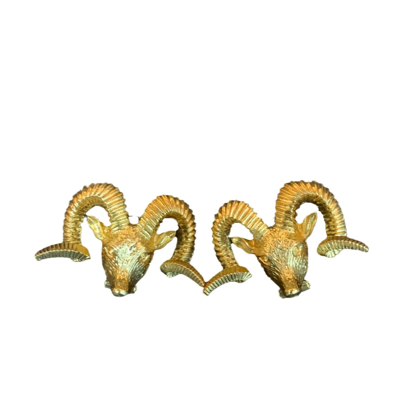 Vintage Inspired Ram's Head Gold Earrings