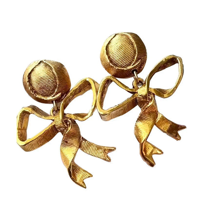 Vintage Luxe Bow Drop Earrings