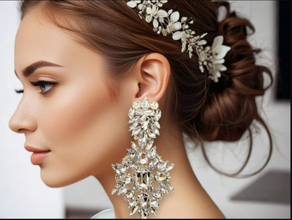 Isabella Crystal Bloom Oversized Rhinestone Earrings