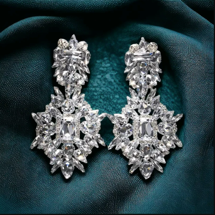 Isabella Crystal Bloom Oversized Rhinestone Earrings