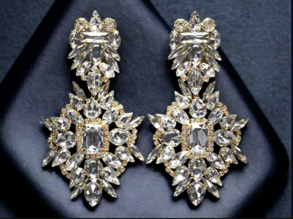 Isabella Crystal Bloom Oversized Rhinestone Earrings