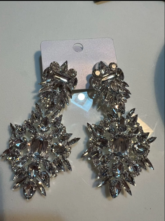 Isabella Crystal Bloom Oversized Rhinestone Earrings