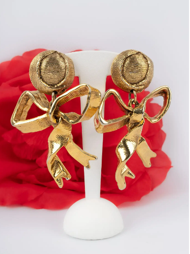 Vintage Luxe Bow Drop Earrings